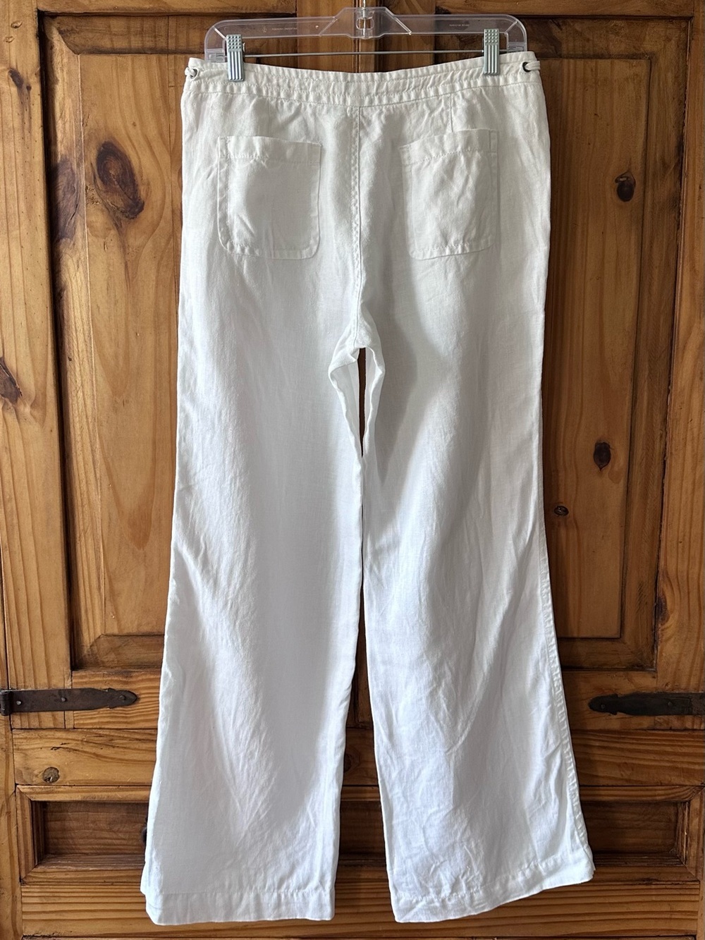 ESPRIT White Cotton Linen Blend Wide Leg Pants Drawstring Coastal Neutral - 8 - Picture 3 of 6